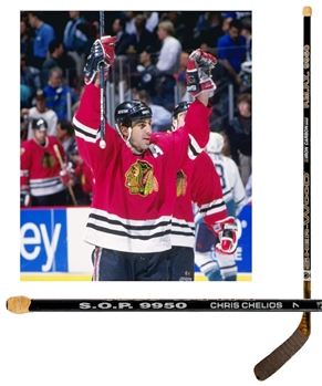 Chris Chelios Mid-to-Late-1990s Chicago Black Hawks Signed Sher-Wood PMPX 9950 Iron Carbon Game-Used Stick
