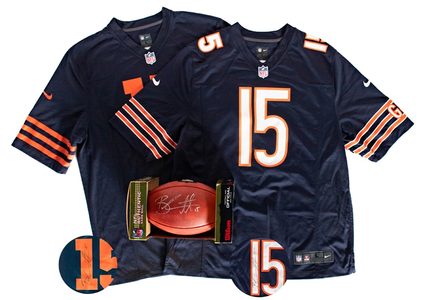 Brandon Marshall Signed Football and Chicago Bears Jerseys (2) with JSA Auction LOA 