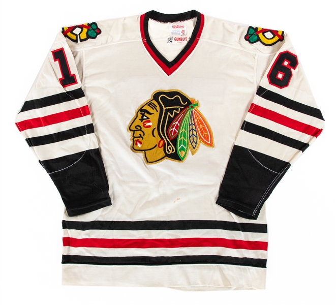 Vintage Mid-to-Late-1970s Chicago Black Hawks #16 Pro-Style Durene Jersey