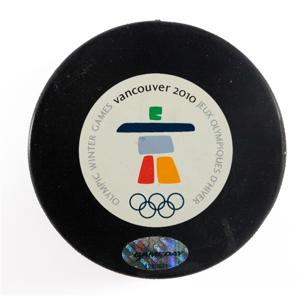 2010 Winter Olympics Mens February 16th Canada vs Norway Game-Used 3rd Period Puck 