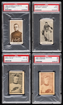 Mid-to-Late-1920s Willard, Champs, Crescent and Paulins Hockey Cards (8) with Graded Examples (7) Inc. 1924 Champs Cigarettes C144 Vernon Forbes (PSA 7 Highest Graded) - All Goalies