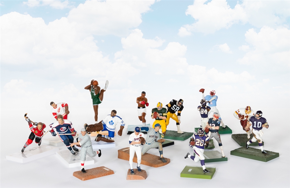 MacFarlane Toys Multi-Sport Figurine Collection of 17 Including Babe Ruth, Gordie Howe and Muhammad Ali
