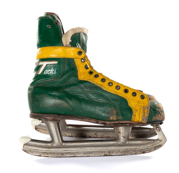 California Golden Seals 1970-71 Green and Gold CCM Tacks Game-Used Skates