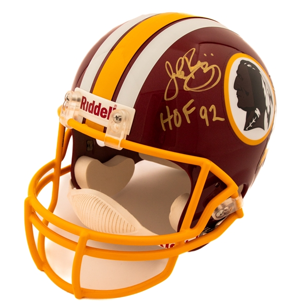 John Riggins Signed Washington Redskins Full-Size Riddell Replica Model Helmet with Team COA - "HOF 92" Inscription!