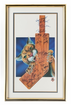 Florida Panthers 1993-94 Inaugural Season Team-Signed Limited-Edition Printers Proof Framed Print #PP 20/40 By Denis Pereira from Brian Skrudlands Personal Collection with His Signed LOA (25" x 40")