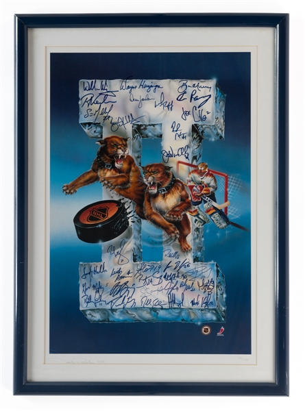 Florida Panthers 1994-95 Team-Signed Limited-Edition Printers Proof Framed Print #PP 20/50 By Denis Pereira from Brian Skrudlands Personal Collection with His Signed LOA (22" x 30 1/4")