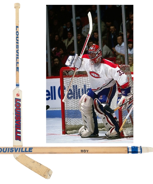 Patrick Roys 1989-90 Montreal Canadiens Louisville Game-Used Playoffs Stick from the Personal Collection of Brian Skrudland with His Signed LOA - Vezina Trophy Winning Season!