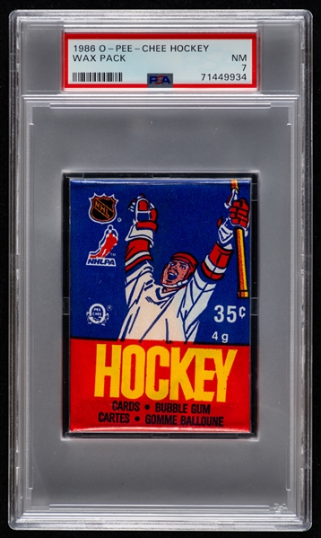 1986-87 O-Pee-Chee Hockey Wax Pack - Graded PSA NM 7 - Patrick Roy Rookie Card Year