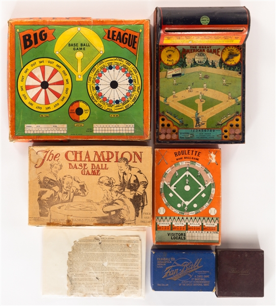 Antique Early-1900s to 1930s Baseball Board and Card Game Collection of 6 