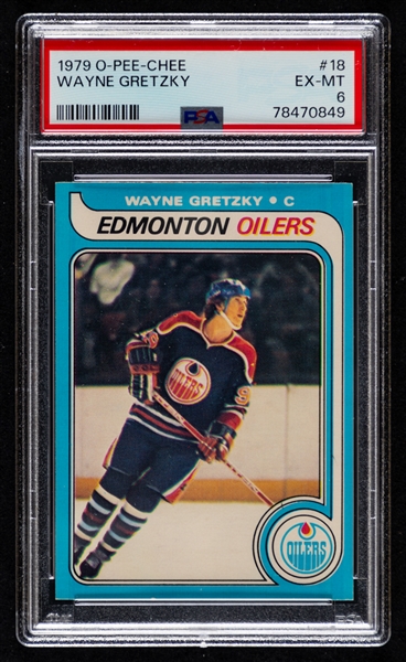 1979-80 O-Pee-Chee Hockey Card #18 HOFer Wayne Gretzky Rookie - Graded PSA 6