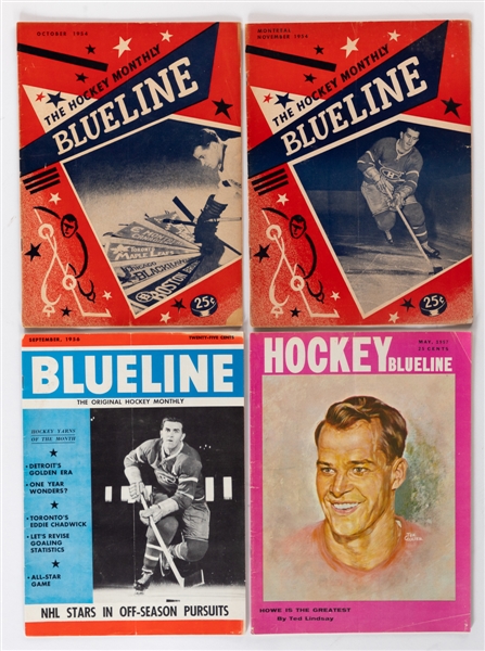 "Hockey Blueline" 1954-58 Magazine Collection of 28 Including October 1954 Vol.1 No.1 Gordie Howe Inaugural Issue