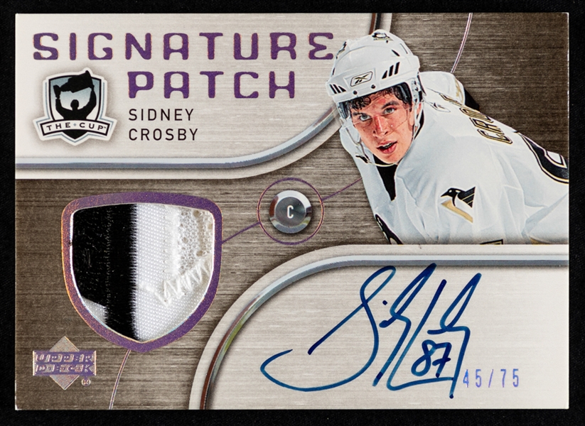 2005-06 Upper Deck The Cup Signature Patches Hockey Card #SP-SC Sidney Crosby Rookie Autograph/Patch (45/75)