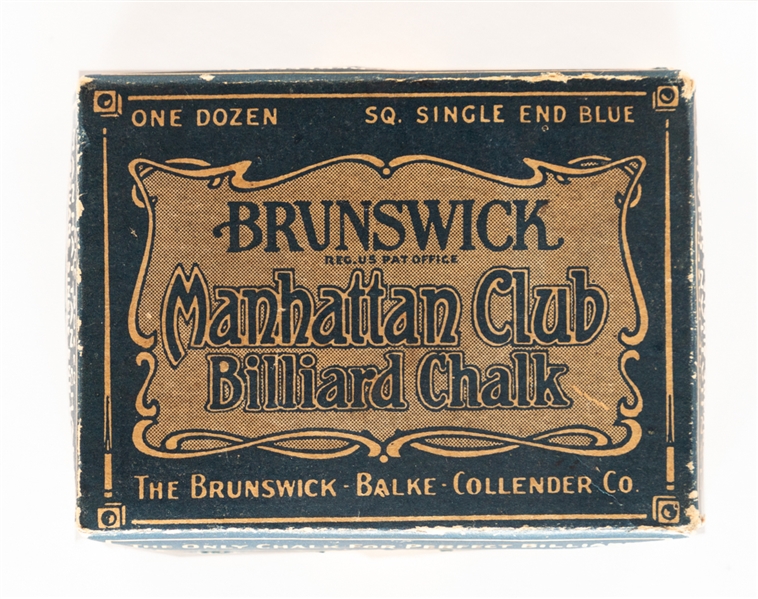 Circa 1920s Brunswick-Balke-Collender Co Manhattan Club Unused Billiard Chalks (4) with the Original Box 