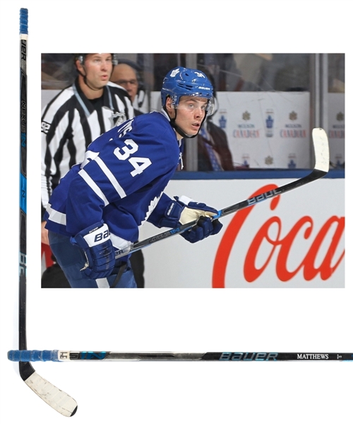 Auston Matthews 2016-17 Toronto Maple Leafs Signed Bauer Nexus Game-Used Rookie Season Stick with Team LOA - Calder Memorial Trophy Season!