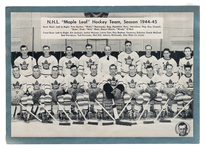 Toronto Maple Leafs Collection Including 1944-45 Bee Hive Premium Team Photo , 1930s Busher Jackson Scribbler and 1939 MLG Letterhead