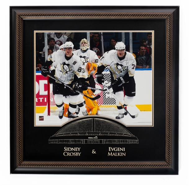 Sidney Crosby and Evgeni Malkin Signed Pittsburgh Penguins Framed Photo Display with Frameworth COA (28 1/2" x 28 1/2")