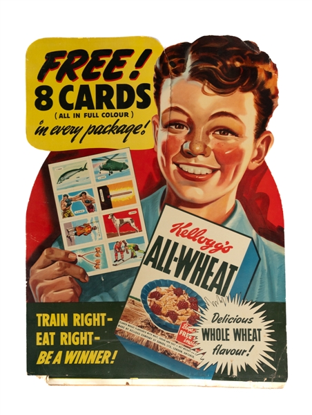 Circa Late-1940s Kelloggs Cereal Trading Cards Advertising Standee (25" x 34")