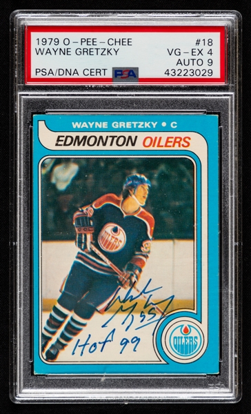1979-80 O-Pee-Chee Hockey #18 HOFer Wayne Gretzky Signed Rookie Card - Graded PSA 4 (Auto PSA/DNA Certified - Graded 9)