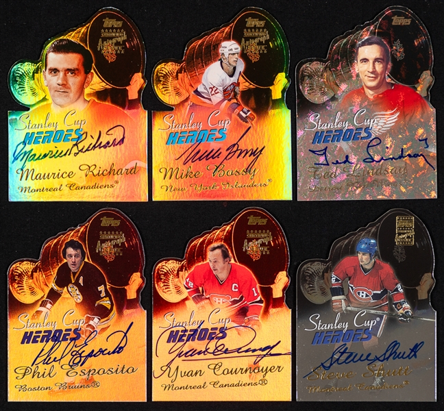 1999-2000 and 2000-01 Topps Stanley Cup Heroes Autograph Hockey Cards (13) Inc. Maurice Richard, Mike Bossy, Ted Lindsay and Phil Esposito (Topps Certified Autograph Issue)