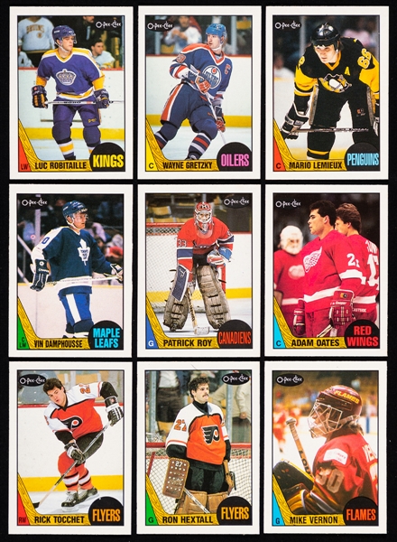 1987-88, 1988-89 and 1989-90 O-Pee-Chee Hockey Complete Sets (3) Plus Seven (7) Early-1990s Hockey Sets Including 1990-91 O-Pee-Chee Premier Set