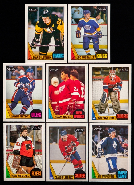 1987-88 and 1988-89 (2) O-Pee-Chee Hockey Complete 264-Card Sets Plus 1987-88 OPC Leaders Set, 1988-89 OPC Stars Set and 1988-89 OPC Box Bottoms Set