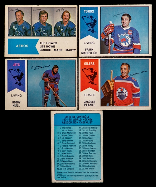 1974-75, 1975-76, 1976-77 & 1977-78 O-Pee-Chee WHA Hockey Near Complete and Complete Sets (4)