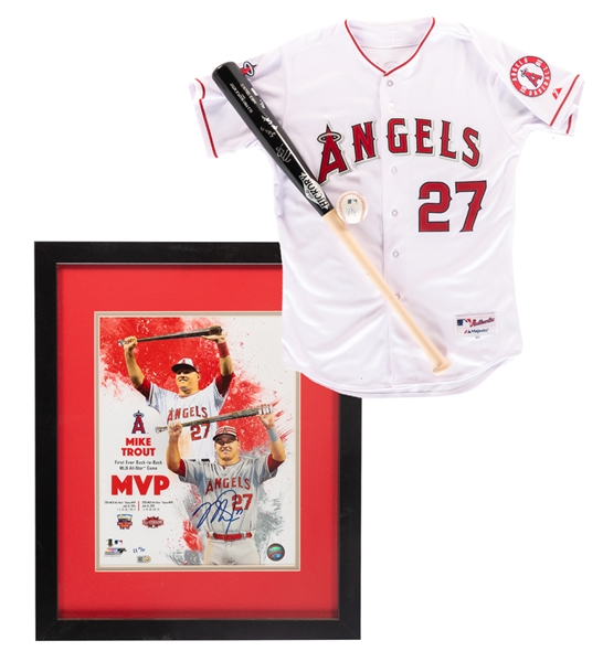 Mike Trout Los Angeles Angels Signed Jersey, Ball, Limited-Edition Photo and Old Hickory Limited-Edition Bat 