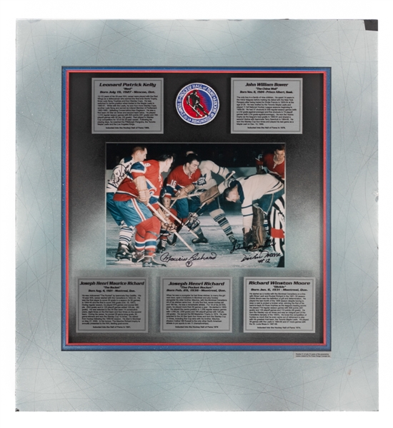 Deceased HOFers Maurice Richard, Henri Richard, Dickie Moore, Red Kelly and Johnny Bower Signed Matted Photo Display with JSA Auction LOA (24" x 26")