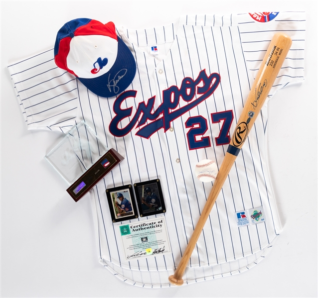 Vladimir Guerreo Sr. Signed Montreal Expos Memorabilia Collection of 5 Including Jersey, Bat, Ball, Hat and Display Plus More