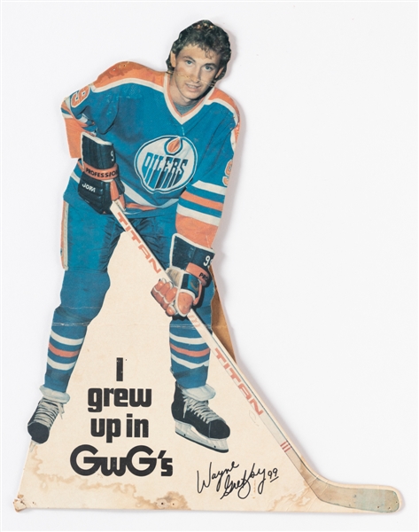 1980s Wayne Gretzky GWG Jeans Standee Advertising Display (13" x 16 1/2") Plus Ultra Rare 1979 Hockey Quebec Poster with Gretzky (21" x 32")