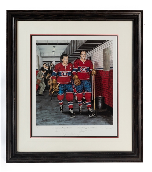 Maurice Richard, Jean Beliveau and Yvan Cournoyer Signed "Tradition of Excellence" Daniel Parry Limited-Edition CE Framed Lithograph #2/60 with COA 