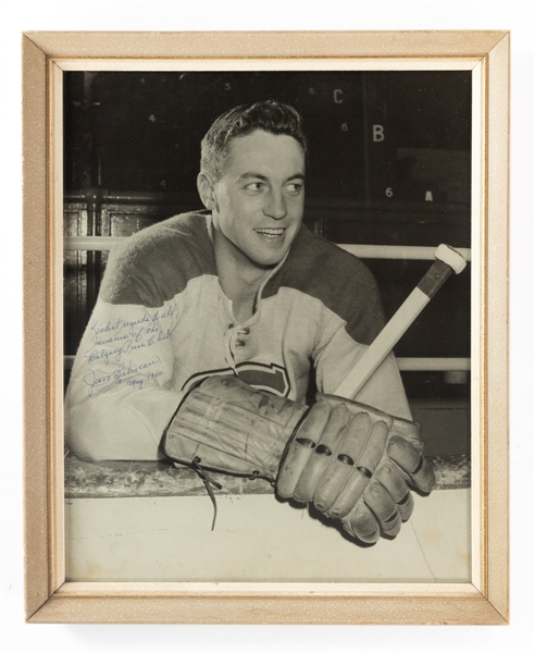 Vintage 1960s Jean Beliveau Montreal Canadiens Signed Framed Large Portrait Photo (18 1/2" x 22 1/2")