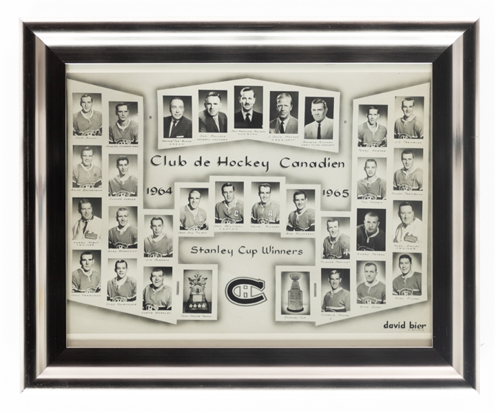 Jean Beliveaus 1964-65 Montreal Canadiens Framed Team Photo from His Personal Collection with His Signed LOA