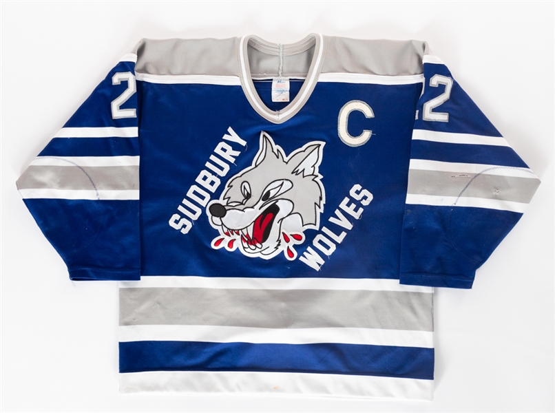 Paul DiPietros 1989-90 OHL Sudbury Wolves Game-Worn Captains Jersey From His Personal Collection with His Signed LOA 