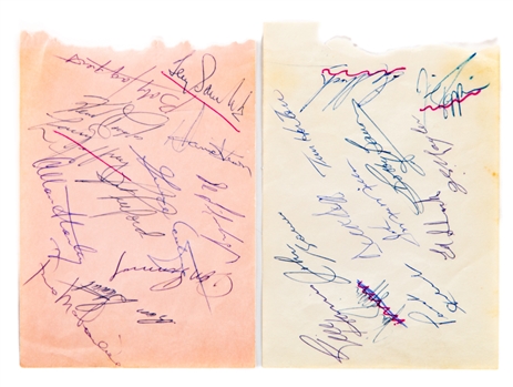 Toronto Maple Leafs Circa 1964 Signed and Team-Signed Sheets Including Deceased HOFers Imlach, Clancy, Horton, Armstrong, Stanley, Bower, Kelly and Sawchuk from "Torchy" Schell Collection