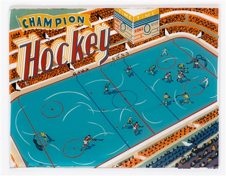 Vintage "Champion Hockey" Hockey Game Glass Panel / Backdrop (14" x 18")