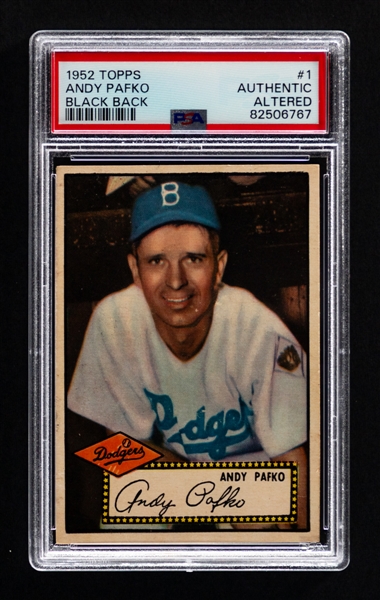 1952 Topps Baseball Card #1 Andy Pafko (Black Back) - Graded PSA Authentic Altered