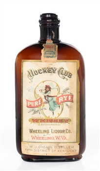 Rare Circa 1902 Wheeling Liquor Co. West Virginia "Hockey Club" Rye Whiskey Bottle 