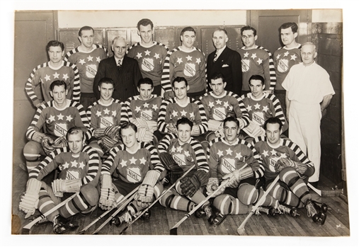1947 NHL All-Star Game Oversized All-Stars Team Photo (19" x 28") - First Official NHL All-Star Game!