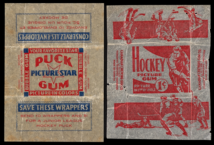 1933-34 Hamilton Chewing Gum and Canadian Chewing Gum Hockey Wrappers (2) 