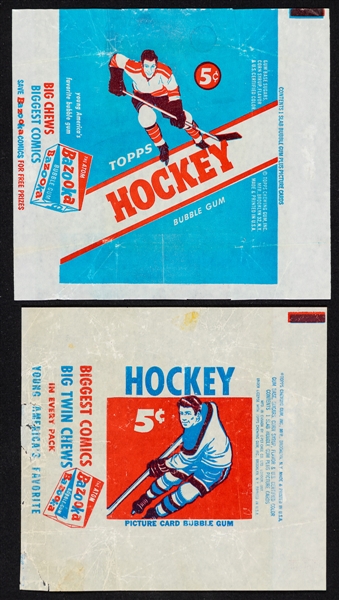 1954-55 and 1957-58 Topps Hockey Wrappers (2) 