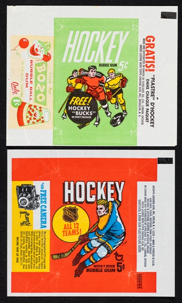 1962-63 and 1968-69 Topps Hockey Wrappers (2)