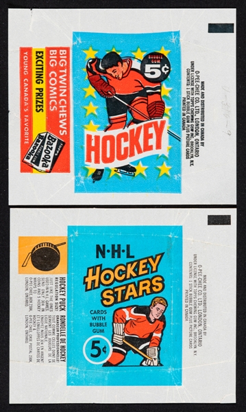 1963-64 and 1967-68 Topps Hockey Wrappers (2)