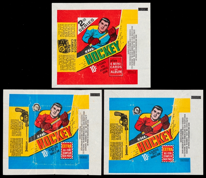1969-70 O-Pee-Chee Series 1 and Series 2 Hockey Wrappers (3)