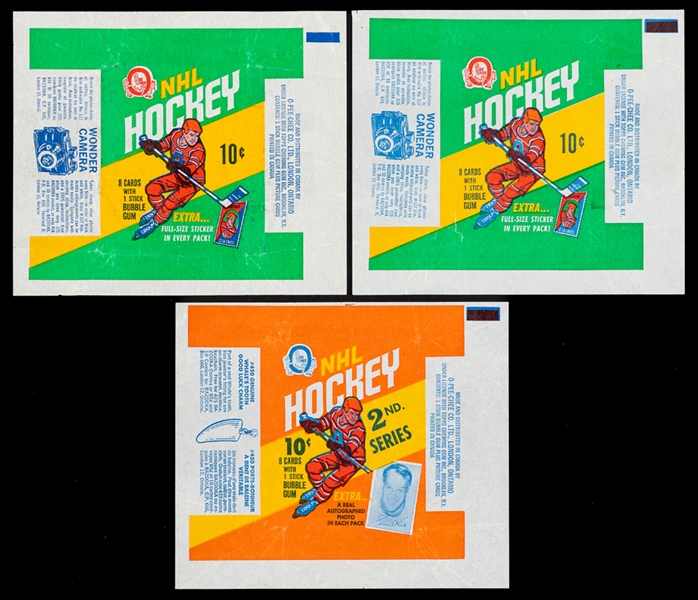 1970-71 O-Pee-Chee Series 1 and Series 2 Hockey Wrappers (3) 