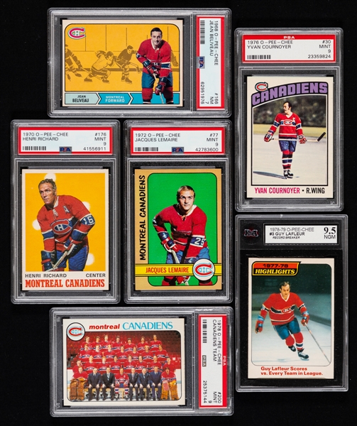 1968-69 to 1978-79 Montreal Canadiens O-Pee-Chee PSA and KSA Graded  Hockey Card Collection of 6 - Most Graded MINT 9 or Higher!