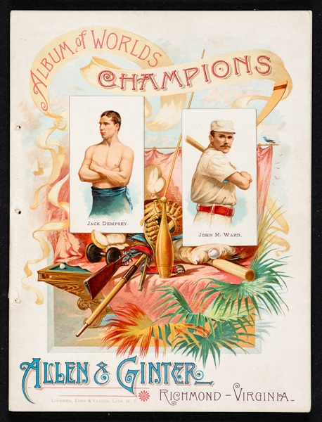 1887 A16 Allen & Ginter "Worlds Champions" Complete Album - Has Images of All 50 Cards from the 1887 N28 Worlds Champions Set Including Baseball Players (10), Oakley, Cody and Sullivan