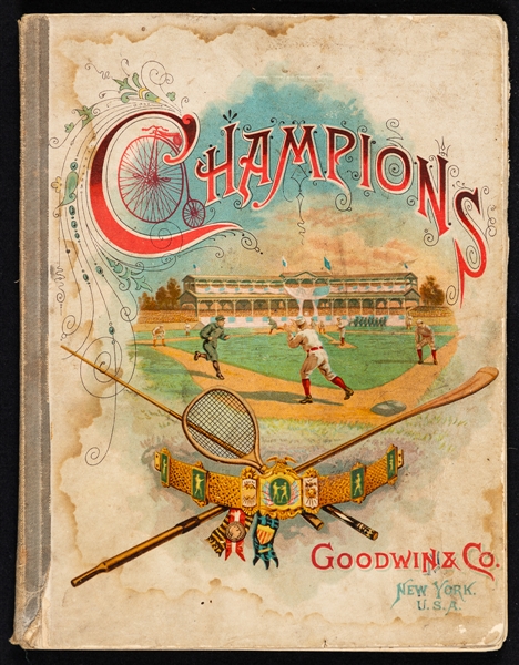 1888 A36 Goodwin "Champions" Complete Album - Has Images of All 50 Cards from the 1888 N162 Champions Set Including Baseball Players (8) - Anson, Brouthers, Keefe, Kelly, Beecher, Dempsey and Sullivan