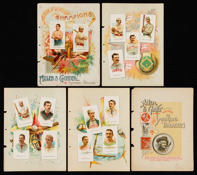 1887 A16 and 1888 A17 Allen & Ginter "Worlds Champions", 1888 A36 Goodwin "Champions" and 1888 A42 W.S. Kimball & Co "Champions of Sports and Games" Partial Albums/Pages - Many Baseball Players