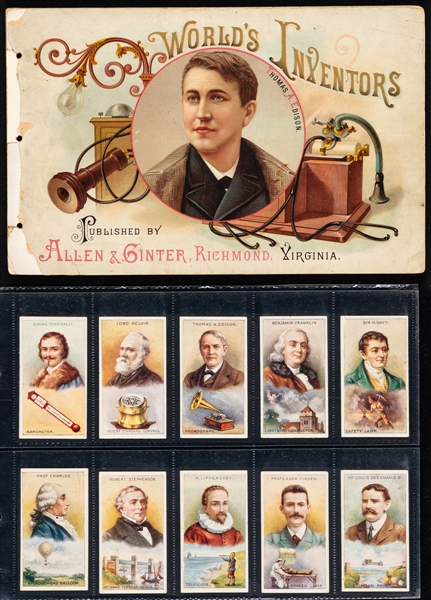1888 A57 Kinney "American and English Running Horse" Album, C. 1888 A25 Allen & Ginter "Worlds Inventors" Album, 1924 Teofani Inventors 20-Card Set and C. 1888 A21 Allen & Ginter "Napoleon" Album